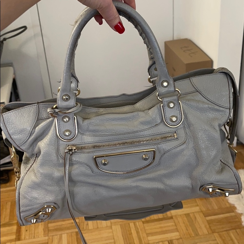 Light gray balenciaga “classic city” leather tote